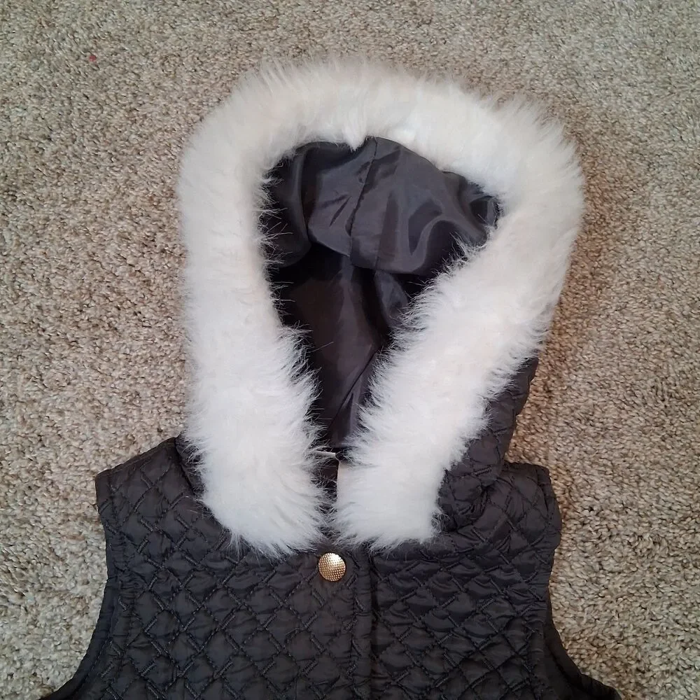 Savannah Toddler Quilted Faux Fur Lined Hood Vest Girls 4T